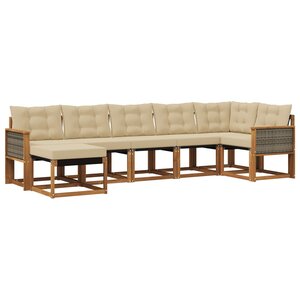 vidaXL Ensemble de canapés d'extérieur 7 Pièces Naturel et Beige