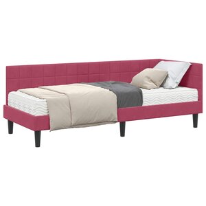 vidaXL Cadre de lit d'angle avec matelas 2 pc Bordeaux 80 x 200 cm