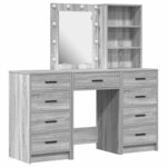 vidaXL Table de Toilette 3 Pièces Gris 40 x 41 x 135 cm Bois d'ingénierie