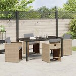 vidaXL Ensemble de salle à manger pour jardin 5 Pièces Beige polyrotin