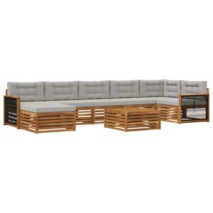 vidaXL Ensemble de canapés d'extérieur 8 Pièces Naturel et gris clair