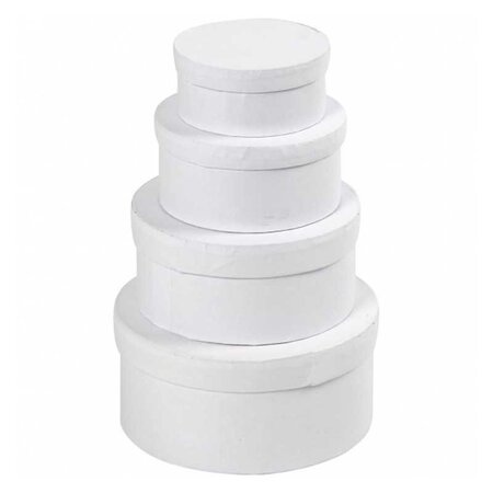 4 boîtes rondes en carton blanc 4 x 8 cm à 7 x 14 cm