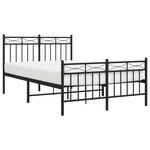 vidaXL Cadre de lit métal sans matelas avec pied de lit noir 120x190cm