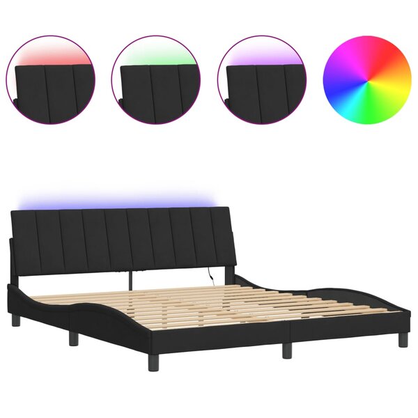 vidaXL Cadre de lit avec LED sans matelas Hanko noir 180x200 cm velours