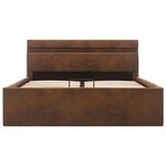 vidaXL Cadre de lit à stockage hydraulique LED marron tissu 120x200 cm