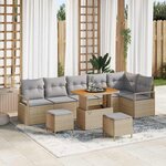 vidaXL Ensemble de canapé de jardin 9 Pièces Beige Poly rotin