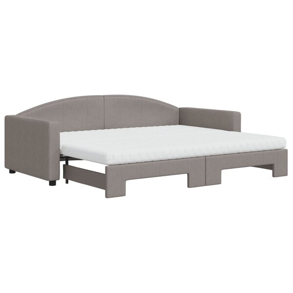 vidaXL Lit de jour avec gigogne et matelas taupe 90x200 cm tissu