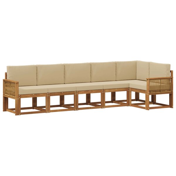 vidaXL Ensemble de canapés d'extérieur 6 pc Naturel et Beige Polyester