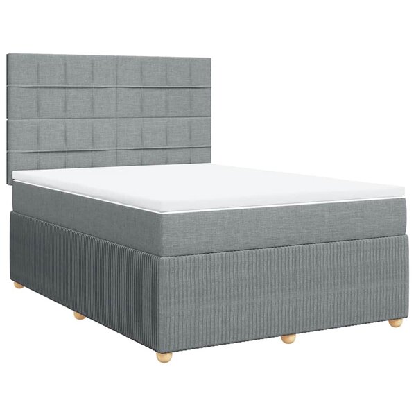 vidaXL Sommier à lattes de lit avec matelas Gris clair 140x200cm Tissu