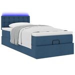 vidaXL Lit ottoman avec matelas et LED Bleu 90x200 cm Tissu