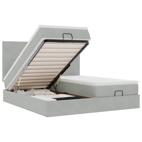 VidaXL Cadre de lit ottoman et matelas gris clair 160x200cm velours