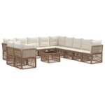 vidaXL Ensemble de canapé de jardin 12 Pièces Beige polyrotin