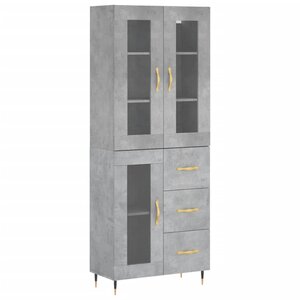 vidaXL Buffet haut Gris béton 69 5x34x180 cm Bois d'ingénierie