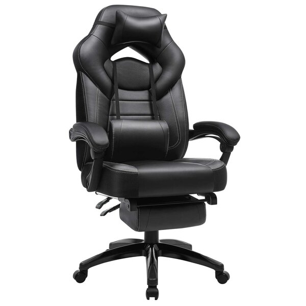 Fauteuil gamer ergonomique chaise gaming fauteuil de bureau avec repose-pieds télescopique appui-tête réglable support lombaire capacité de charge 150 kg noir