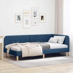 vidaXL Cadre de lit d'angle avec tête de lit Bleu 90 x 200 cm tissu