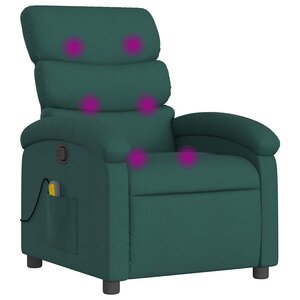 vidaXL Fauteuil inclinable de massage vert foncé tissu
