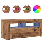 vidaXL Meuble TV avec lumières LED vieux bois bois d'ingénierie