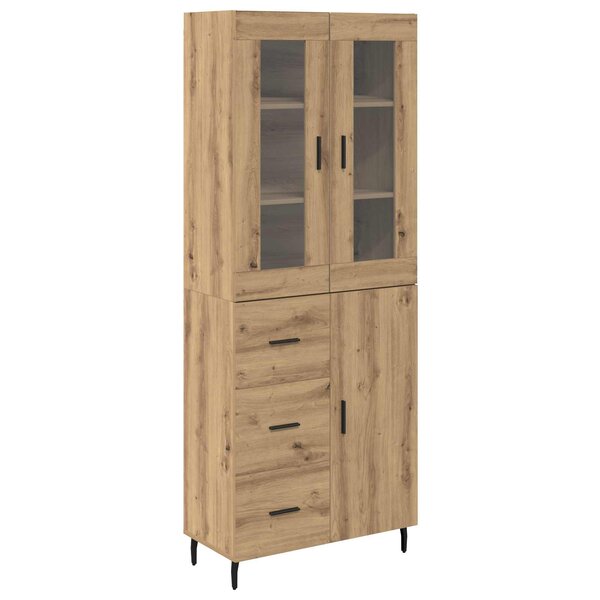 vidaXL Haut Armoire 2 Pièces Chêne artisanal Bois Aggloméré et Verre