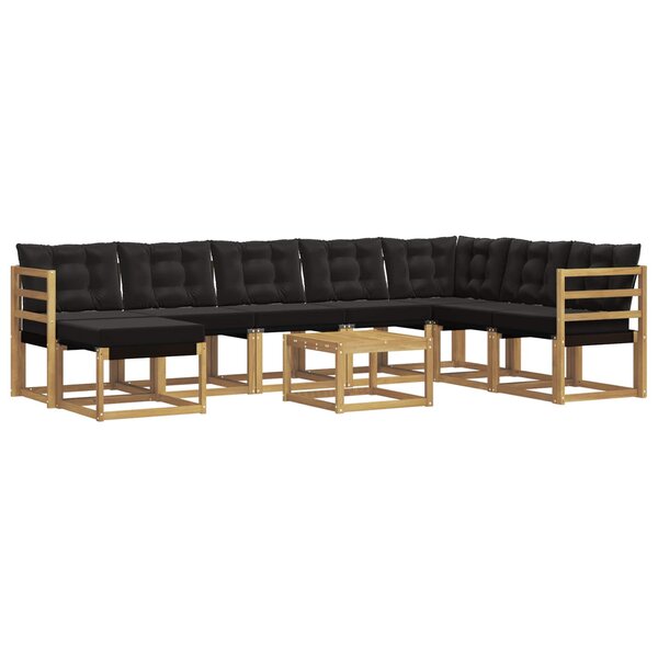 vidaXL Ensemble de canapés d'extérieur 9 pc Blanc et noir
