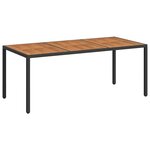 vidaXL Table de jardin 190x90x75 cm Résine tressée et bois acacia Noir