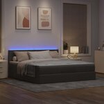 vidaXL Lit ottoman avec matelas et LED Taupe 180x200cm tissu