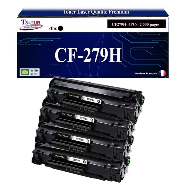 T3AZUR -4x Toners compatibles avec HP CF279A XL (79A) pour HP LaserJet Pro M12a  M12w  M26a  M26nw