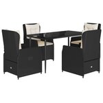 vidaXL Ensemble à manger de jardin coussins 5Pièces Noir Résine tressée