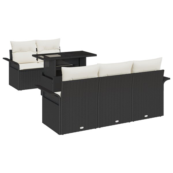 vidaXL Ensemble de canapé de jardin 6 pièces en poly rotin avec coussins noirs
