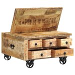 vidaXL Table basse Bois de manguier brut 70 x 70 x 40 cm