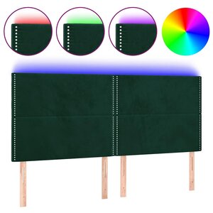 vidaXL Tête de lit à LED Vert foncé 180x5x118/128 cm Velours