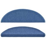 vidaXL Tapis d'escalier 10 pièces 56 x 17 x 3 cm Bleu Demi-rond