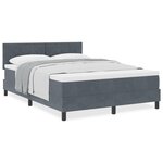Lit Box Spring vidaXL avec Matelas Gris Foncé 140x190 cm Velours
