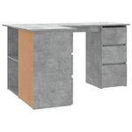Bureau table poste de travail meuble d'ordinateur informatique étude d'angle 145 x 100 x 76 cm bois d'ingénierie gris 02_0023687