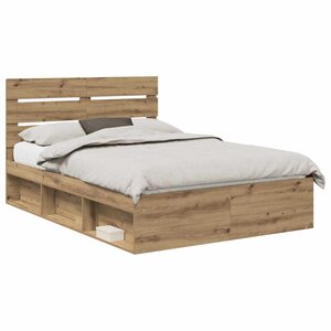 vidaXL Cadre de lit Chêne artisan 140 x 190 cm Bois de pin massif