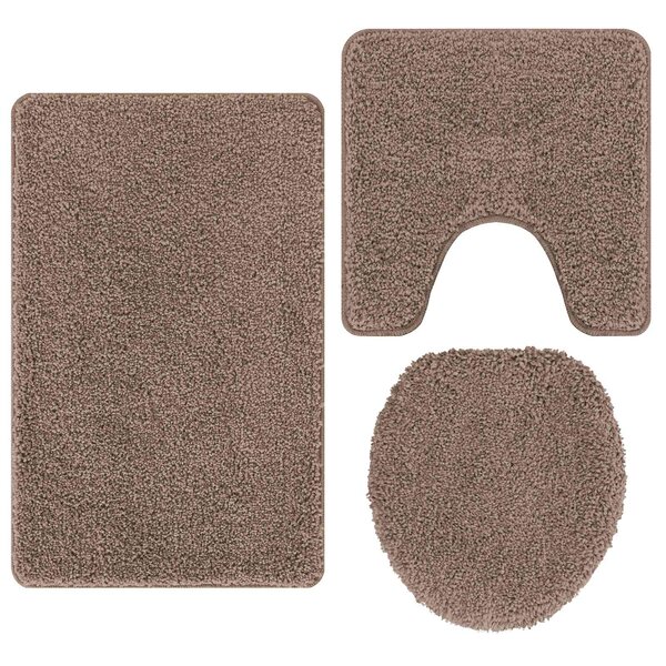 vidaXL Ensemble de tapis de bain antidérapants 3 Pièces Marron PP