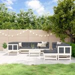 vidaXL Salon de jardin 10 Pièces avec coussins blanc bois massif