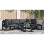 vidaXL Ensemble de canapé de jardin avec coussin 5 Pièces Noir Aluminium