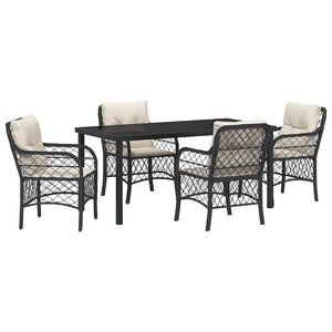 vidaXL Ensemble de salle à manger pour jardin 5 Pièces Noir polyrotin