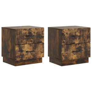 vidaXL Cabinet de chevet 2 Pièces Chêne fumé 43 x 34 5 x 44 5 cm