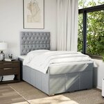 vidaXL Sommier à lattes de lit et matelas gris clair 120x190 cm tissu