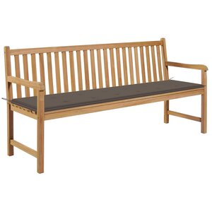vidaXL Banc de jardin avec coussin taupe 175 cm Teck massif