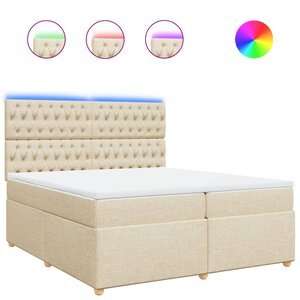 vidaXL Sommier à lattes de lit avec matelas Crème 200x200 cm Tissu