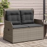 vidaXL Banc de jardin avec coussin Gris Poly rotin