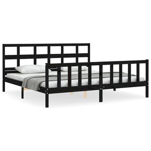vidaXL Cadre de lit sans matelas noir 200x200 cm bois massif de pin