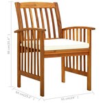 vidaXL Chaises à manger de jardin lot de 3 et coussins Bois d'acacia