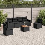 vidaXL Salon de jardin 7 Pièces avec coussins noir résine tressée