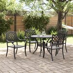 Set de table de jardin 5 pièces en aluminium noir