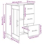 vidaXL Buffet Chêne noir 69 5 x 34 x 90 cm Bois d'ingénierie et fer