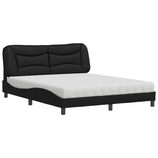vidaXL Lit avec matelas Hvar noir 160x200 cm similicuir