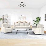 vidaXL Ensemble de canapés 3 Pièces avec coussins Crème Velours